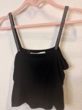 LF Black Camisole with Rhinestone-Studded Straps